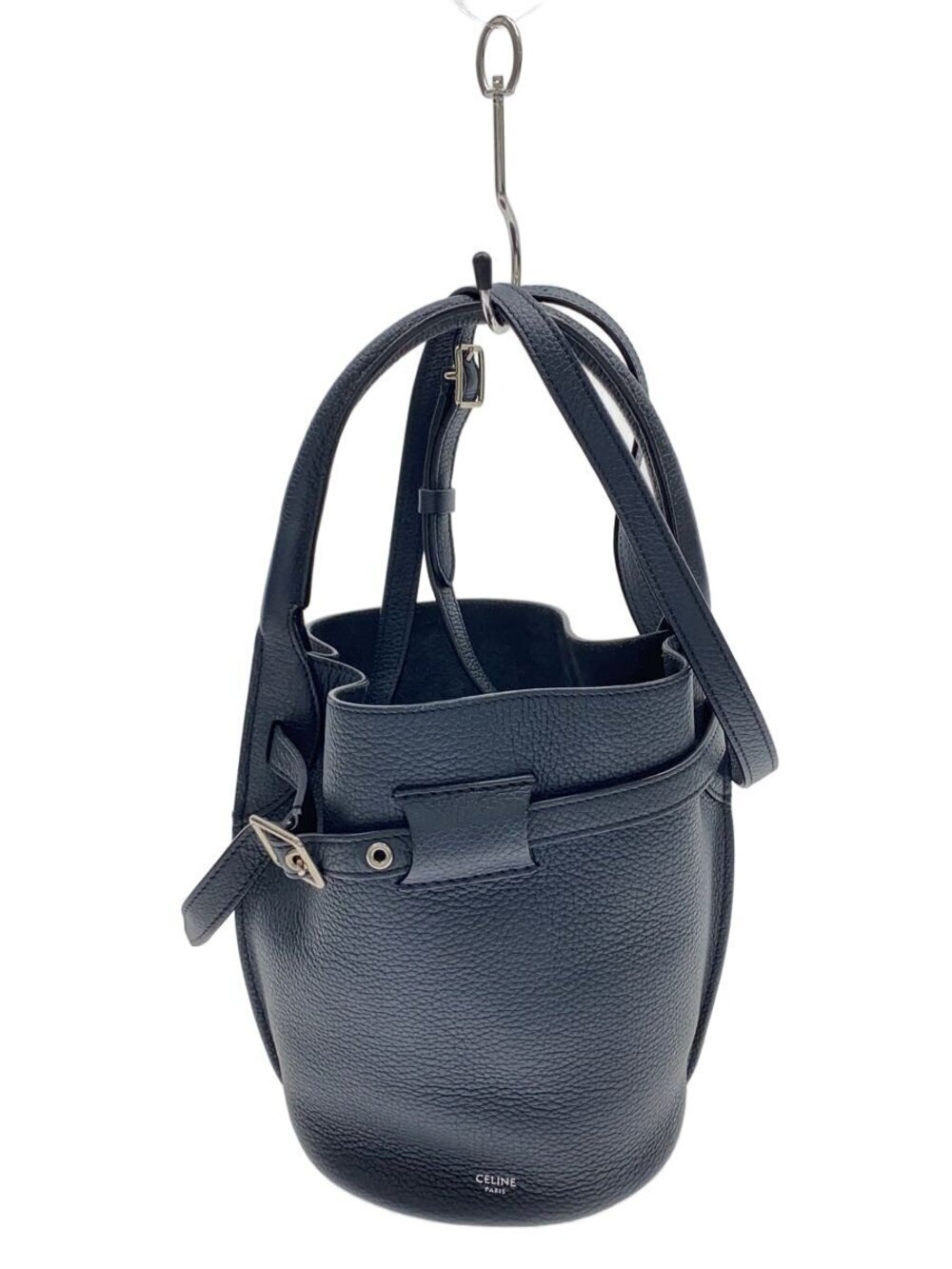 Celine Bucket 2way Shoulder Bag Leather Navy Blue